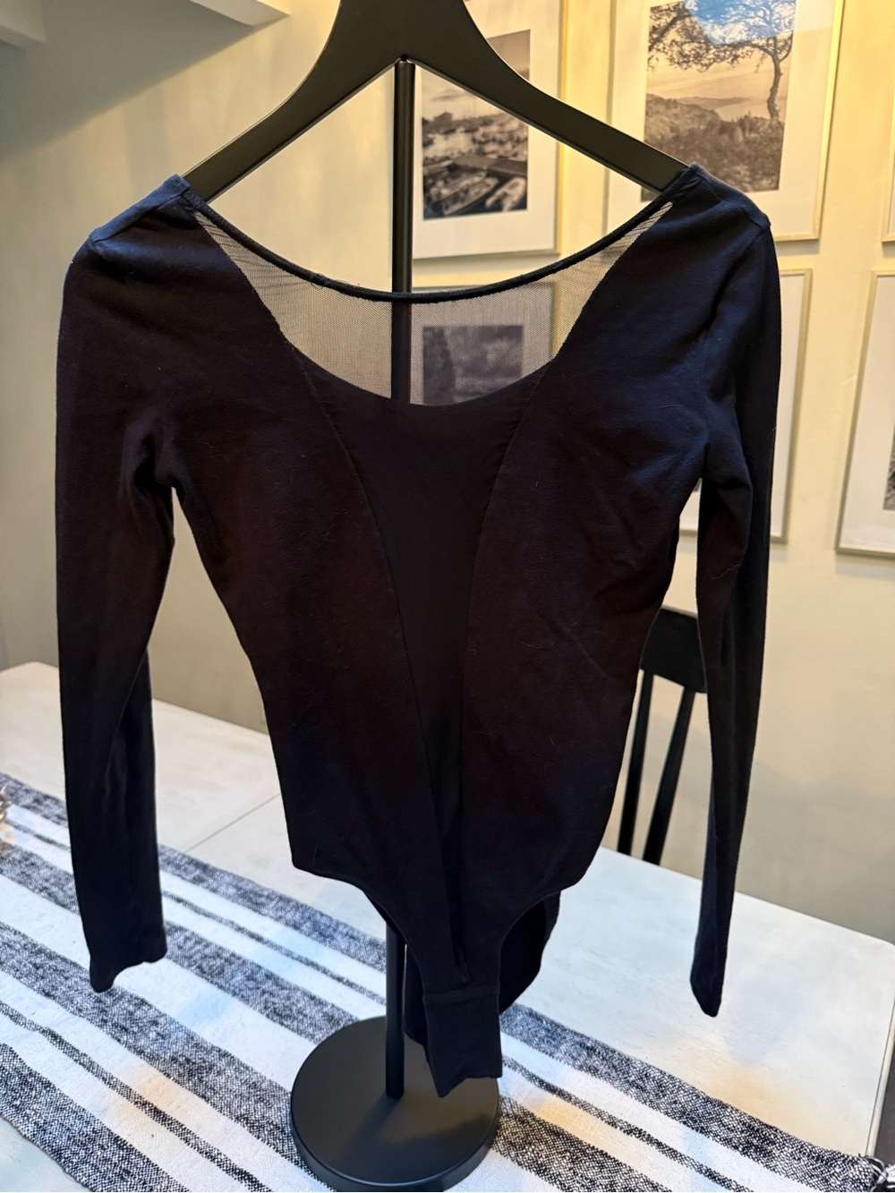 American Apparel Black Long Sleeve Scoop Neck Bodysuit